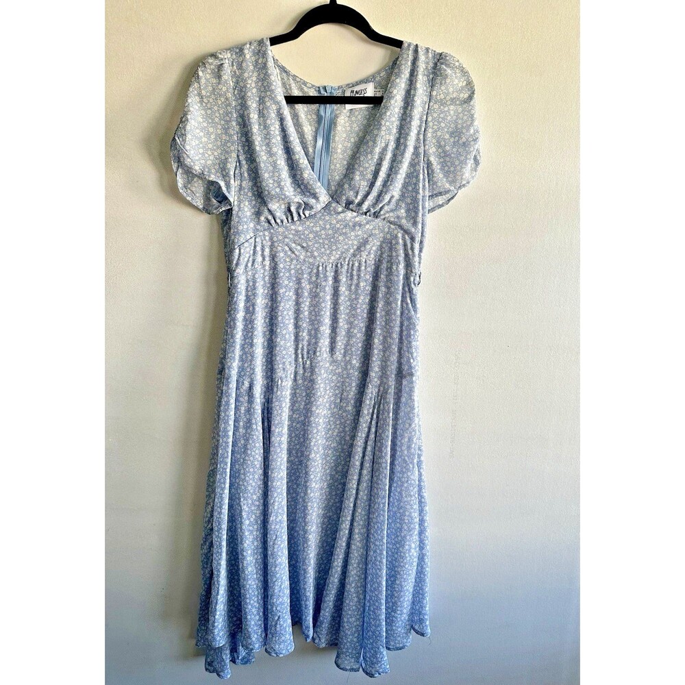 Princess Polly Felleni Midi Dress 6 Blue Floral Cottagecore Feminine Fairy Soft